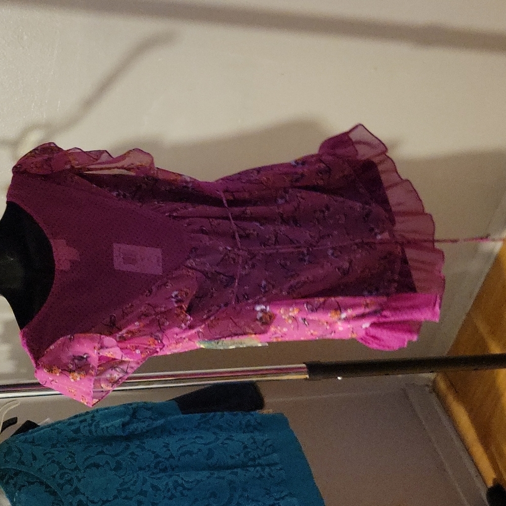 SOLD. Belle du Jour "Into the Woods" Semi-Sheer Tie-Waist Top - Picture 11 of 12